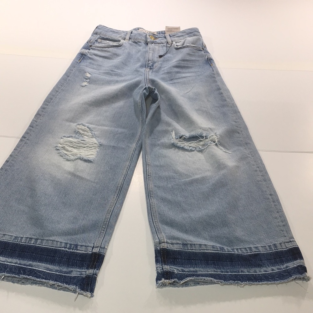 Zara Basic Z1975 Denim Sz 04 Blue Jeans Wide Leg